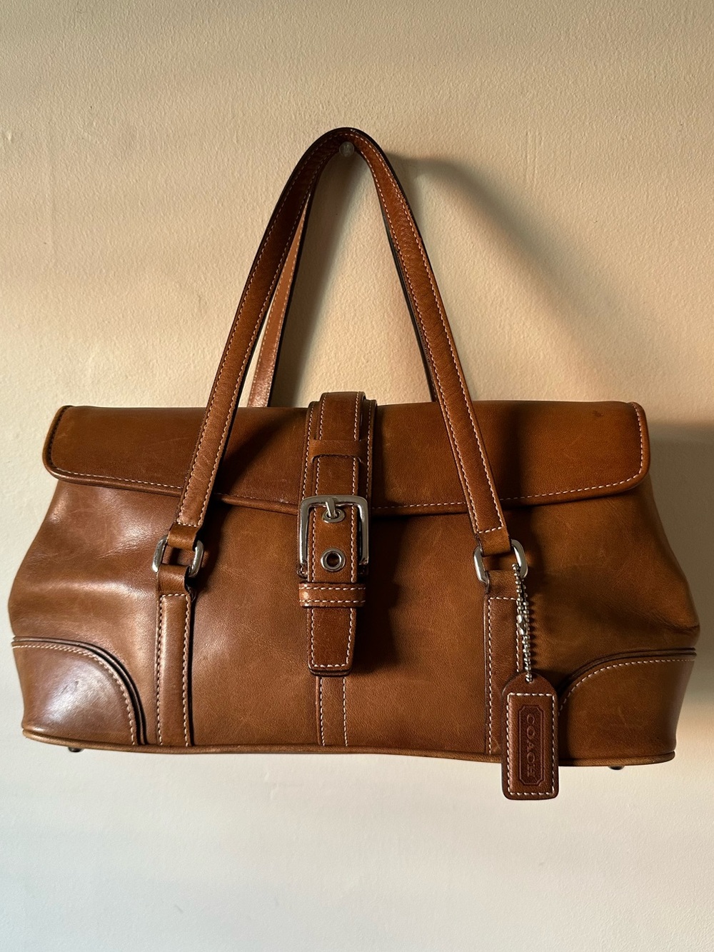 Vintage Y2K Coach Hamptons Brown Leather Buckle Purse